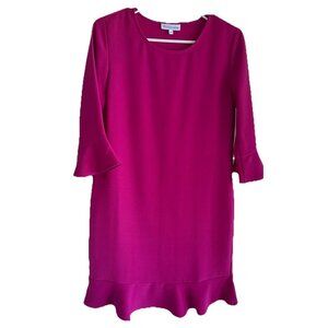 Perlavera Womens Petek Mini Ruffle Dress Sz XS Bright Pink Preppy Old Money